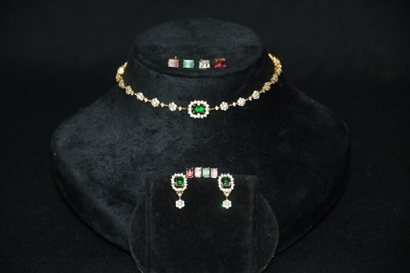Simple cz changeable necklace with changeable earrings NFN134