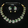 Simple cz necklace in green with earrings NFN135G