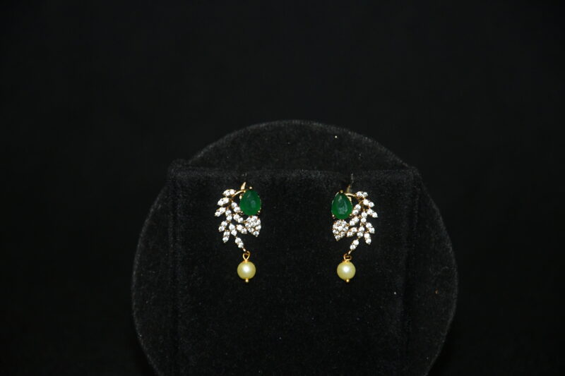 Simple cz necklace in green with earrings NFN135G - Image 3