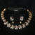 Simple cz necklace in pink with earrings NFN135P