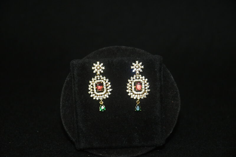 Simple cz kante necklace with earrings NFN136 - Image 2