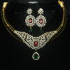 Simple cz kante necklace with earrings NFN136