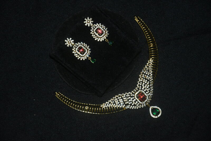 Simple cz kante necklace with earrings NFN136 - Image 3