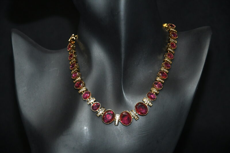 Simple oval cz necklace with earrings NFN137P - Image 2