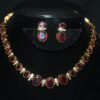 Simple oval cz necklace with earrings NFN137P
