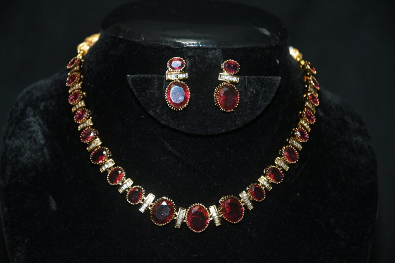 Simple oval cz necklace with earrings NFN137P