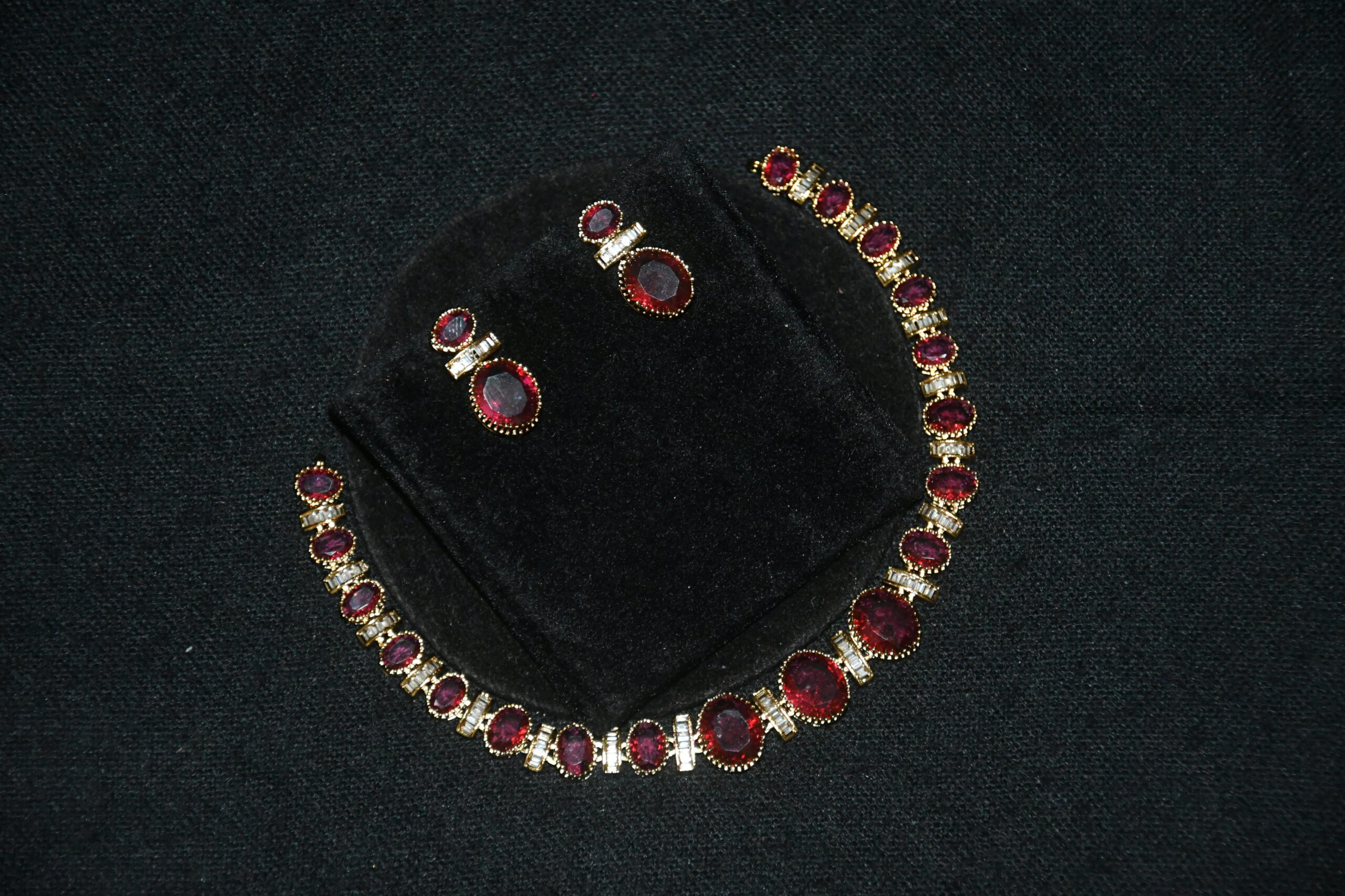 Simple oval cz necklace with earrings NFN137P - Image 4