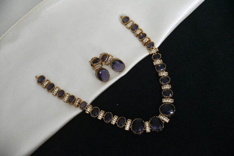 Simple oval cz necklace with earrings NFN137V