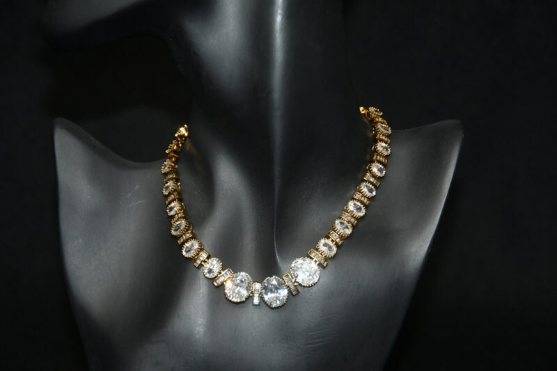 Simple oval cz necklace with earrings NFN137W - Image 2