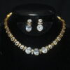 Simple oval cz necklace with earrings NFN137W