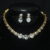 Simple oval cz necklace with earrings NFN137W