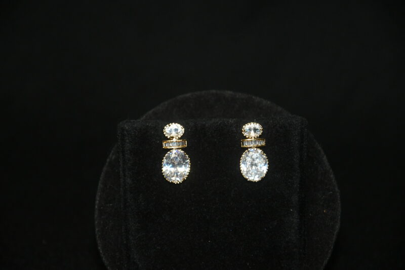 Simple oval cz necklace with earrings NFN137W - Image 3