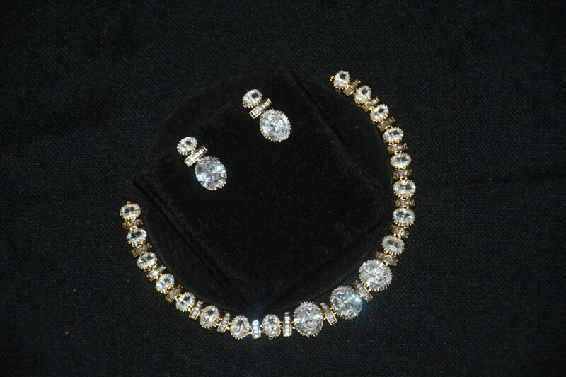 Simple oval cz necklace with earrings NFN137W - Image 4