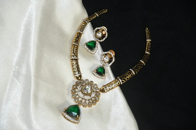 Victorian kante necklace with earrings (NFN147G)
