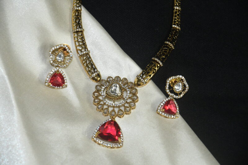 Victorian kante necklace with earrings (NFN147P) - Image 2