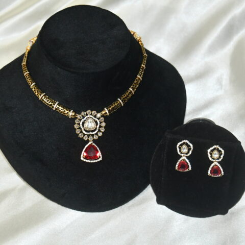Victorian kante necklace with earrings (NFN147P)