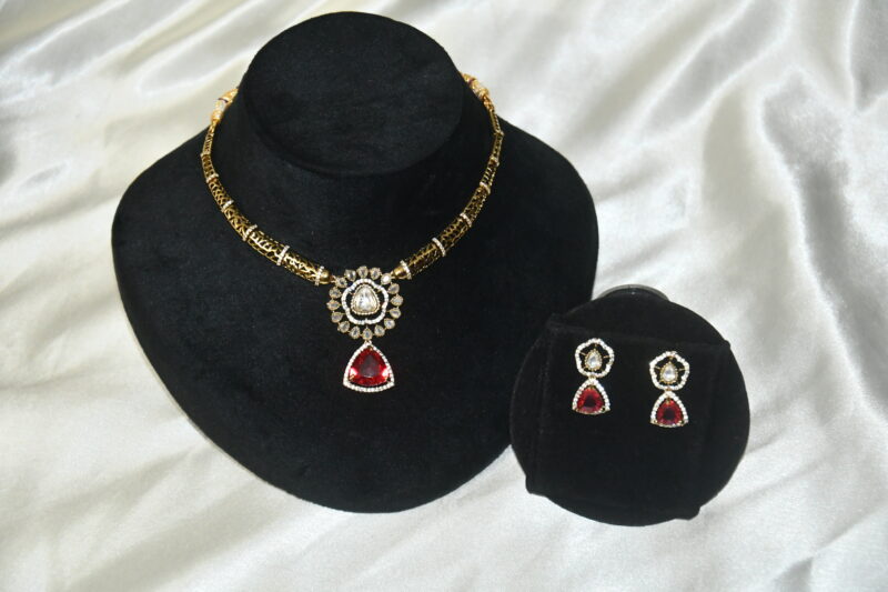Victorian kante necklace with earrings (NFN147P)
