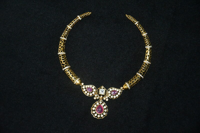 CZ kante necklace with earrings (NFN149P) - Image 3