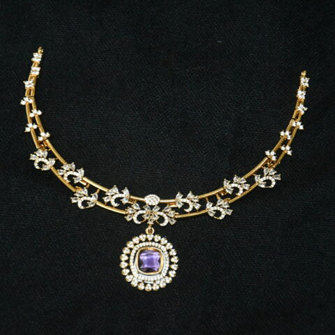 CZ kante necklace with earrings (NFN150)