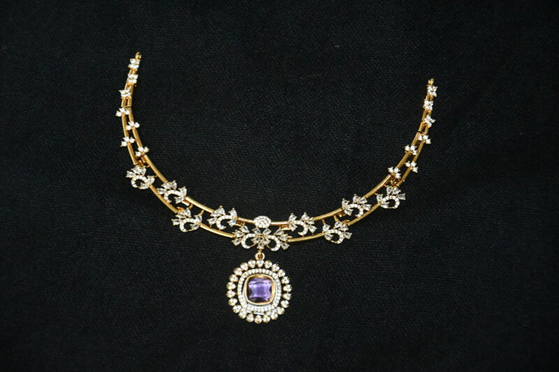 CZ kante necklace with earrings (NFN150)