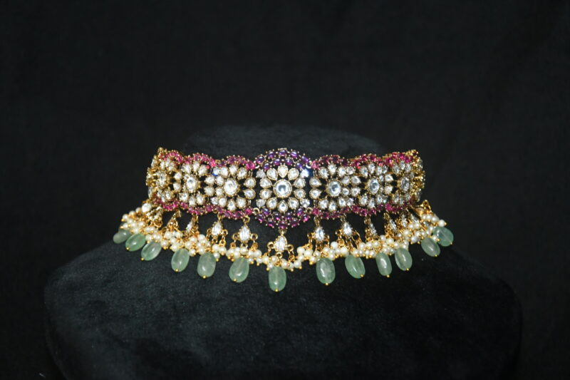 Moissanite choker necklace with earrings