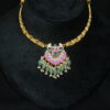 Peacock Jadau kudan gold carved kante necklace (NFN155)