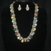 Multicolour carved beads long necklace with earrings (NFN158)