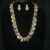 Multicolour carved beads long necklace with earrings (NFN158)