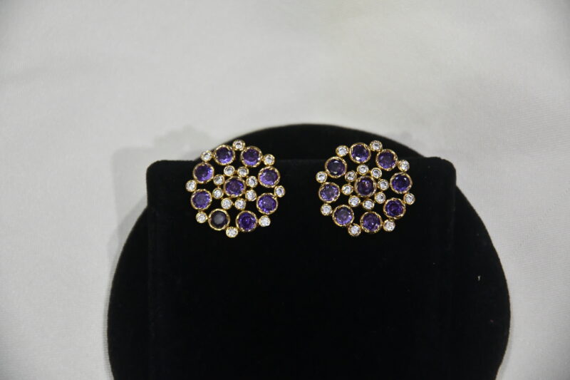 violet cz stone round pendant with earrings NFP08V - Image 2