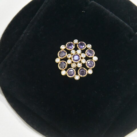 violet cz stone round pendant with earrings NFP08V