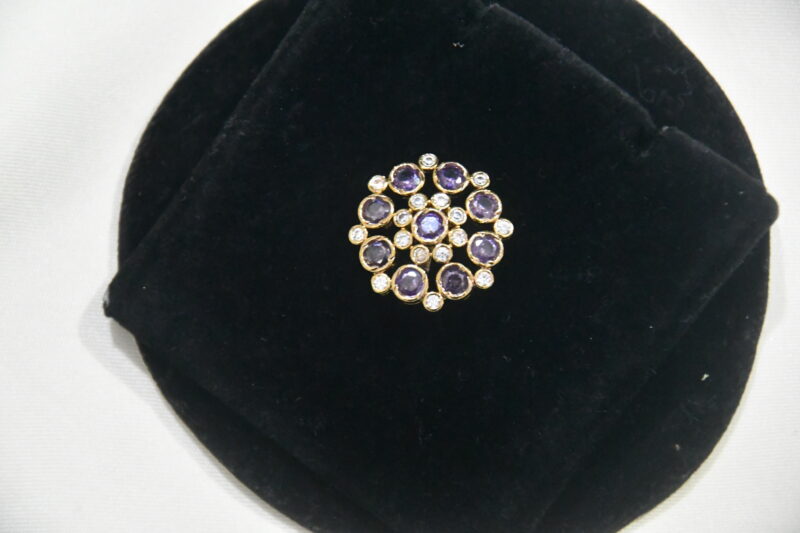 violet cz stone round pendant with earrings NFP08V