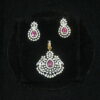 Small diamond pendant with earrings in pink NFP14P