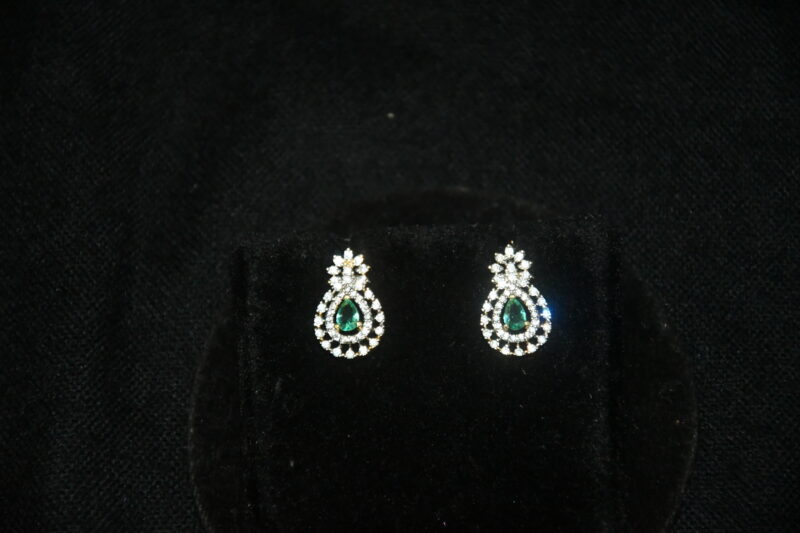Small diamond pendant with earrings in seagreen NFP14SG - Image 3