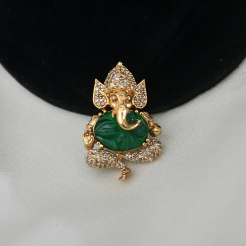 Ganesha cz pendant in green NFP18G