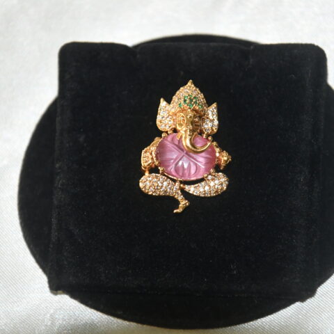 Ganesha cz pendant in light pink NFP18LP
