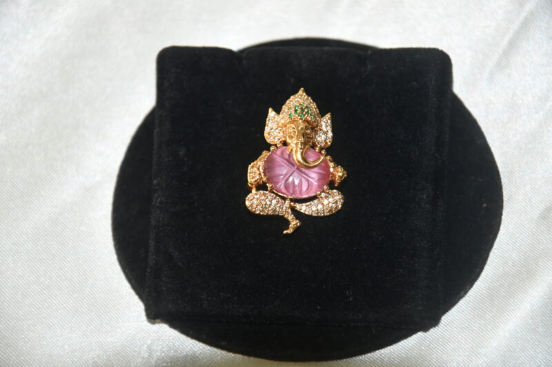 Ganesha cz pendant in light pink NFP18LP