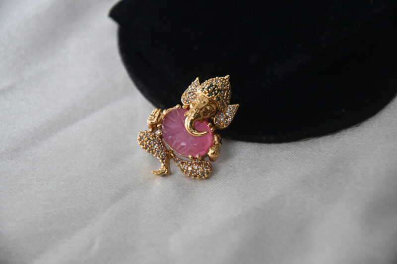 Ganesha cz pendant in light pink NFP18LP - Image 2