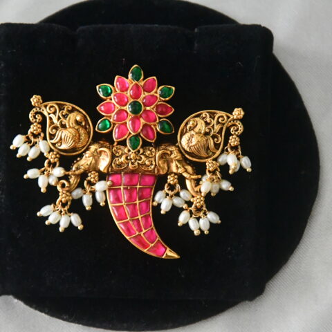 Peacock jadau kundan single tiger nail style pendant NFP25