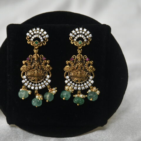 Victorian Lakshmi cz pendant with earrings NFP26