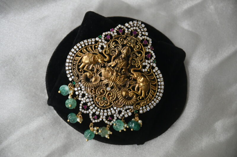 Victorian Lakshmi cz pendant with earrings NFP26 - Image 3