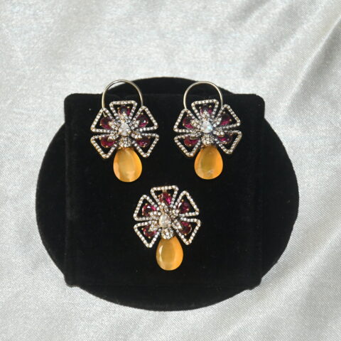 Victorian cz pendant with earrings NFP27PY