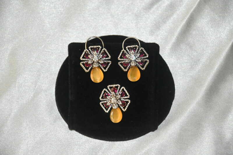 Victorian cz pendant with earrings NFP27PY