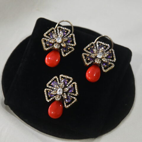 Victorian cz pendant with earrings NFP27VC