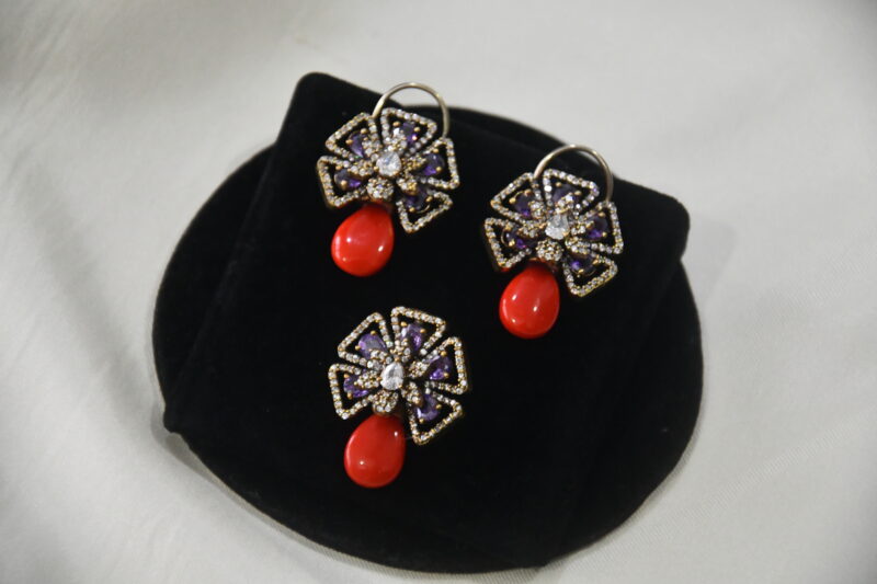 Victorian cz pendant with earrings NFP27VC