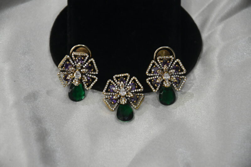 Victorian cz pendant with earrings NFP27VG - Image 2