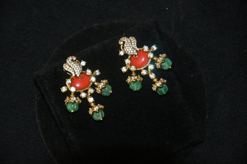 Coral cz pendant with earrings NFP28 - Image 3