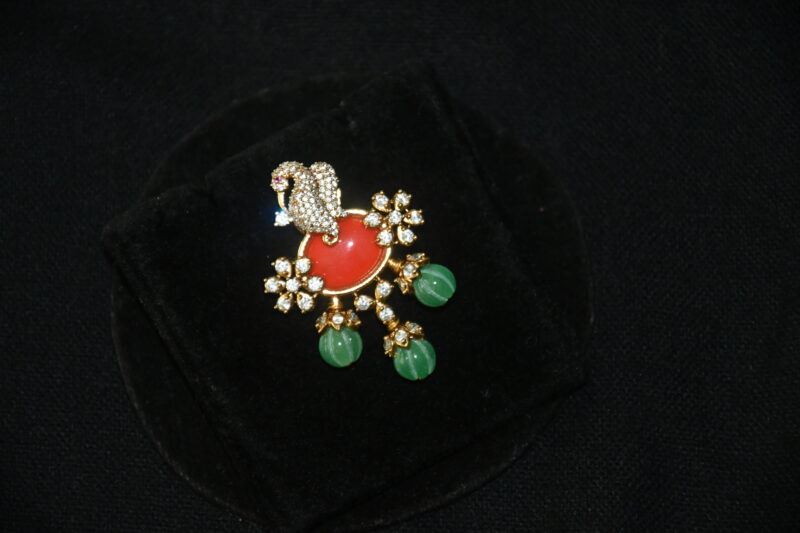 Coral cz pendant with earrings NFP28 - Image 2