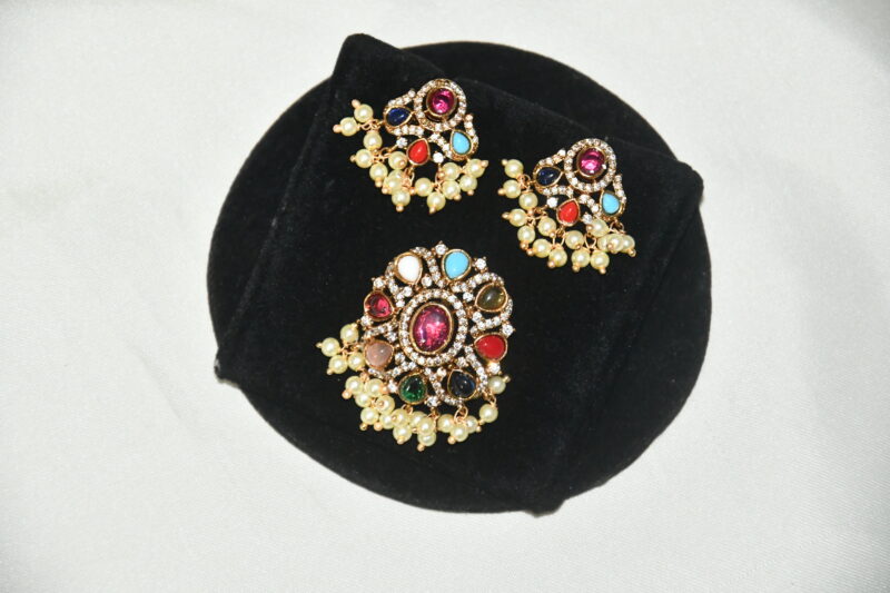 Navaratna pendant with earrings NFP29