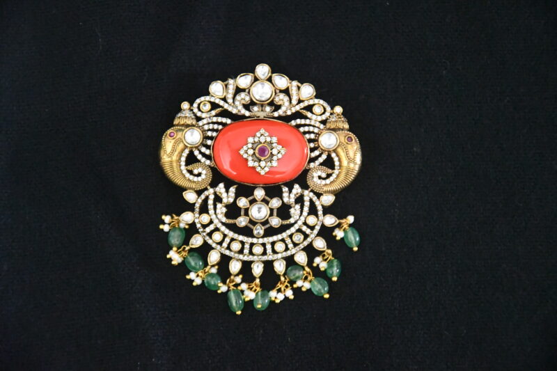Victorian elephant coral pendant with earrings NFP31 - Image 3