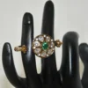 Peacock Double Finger Ring in Green with antique finish and detailed feather design by nischala fashions